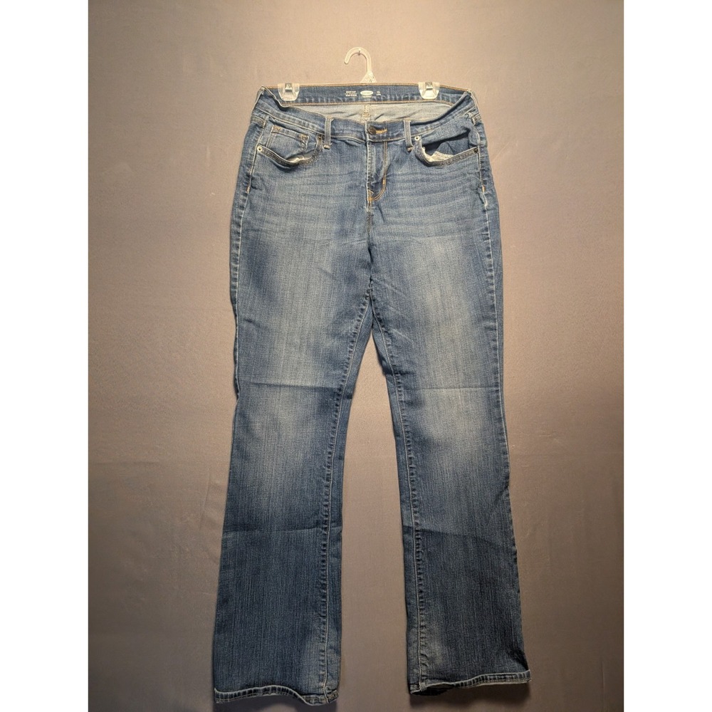 Old Navy Bootcut Jeans Womens 12 Blue Denim Medium Wash Whiskers Detail Casual